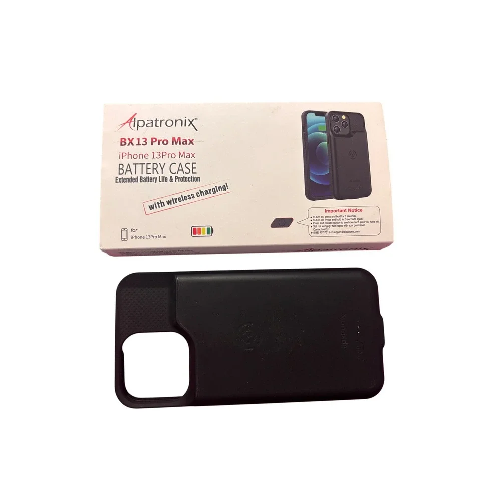 Alpatronix iPhone 13 Pro Max Battery Case BX13 Pro Max Black Wireless Charging